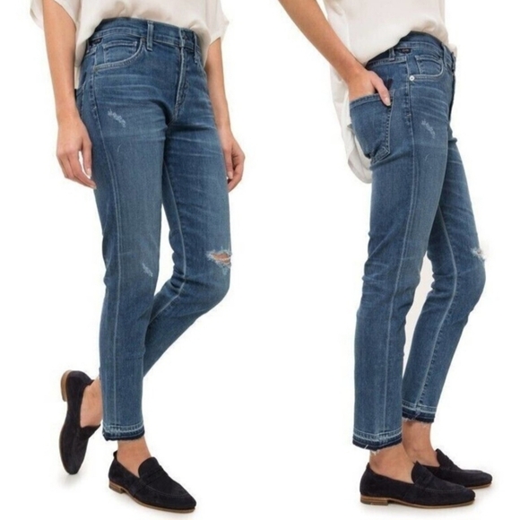 Citizens Of Humanity Denim - Citizens of Humanity "Agnes Crop" Mid Rise Slim Straight Blue Jean, Women's 26